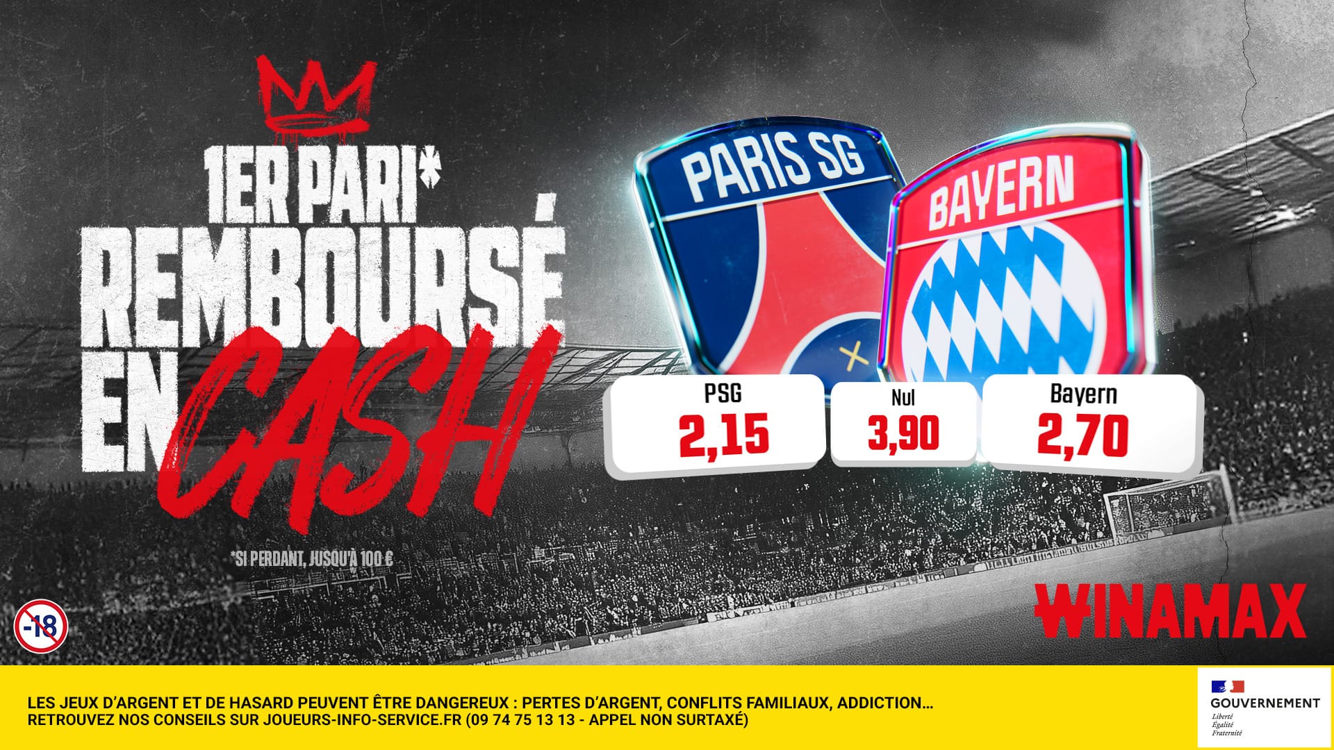  L’Europe du football retient son souffle pour ce qui s’apparente à une finale avant l’heure. Ce mardi 28 avril, le Parc des Princes accueille le match aller des demi-finales de la Ligue des Champions entre le Paris Saint-Germain et le Bayern Munich. Pour accompagner cet événement, le Journal Du Coin s’associe à Winamax pour proposer une opération de bienvenue exclusive : votre premier pari est remboursé en cash jusqu'à 100 € s'il est perdant, avec un bonus supplémentaire pouvant atteindre 250 €. Cette confrontation oppose deux des structures les plus performantes du continent, alors que le club parisien défend son titre de champion d'Europe face à l'institution bavaroise. Faîtes vos jeux ! 