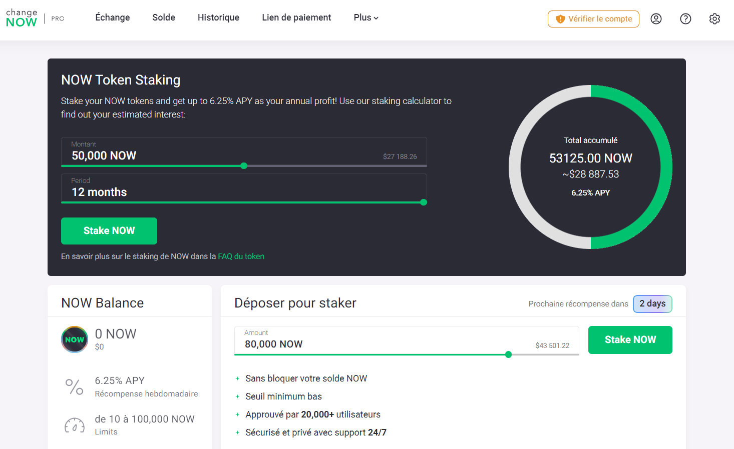 ChangeNOW permet de stacker des NOW
