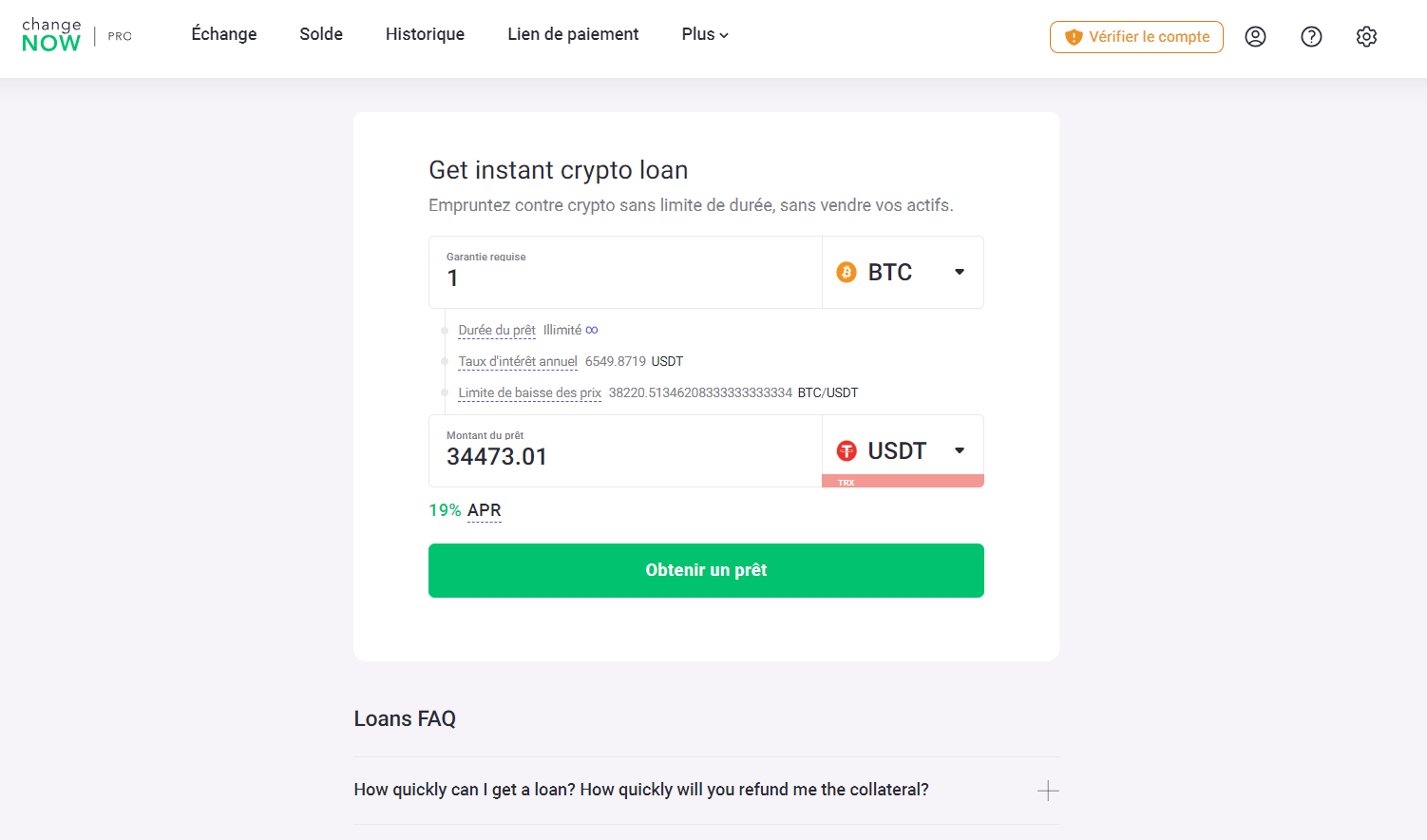 ChangeNOW permet de faire des emprunt