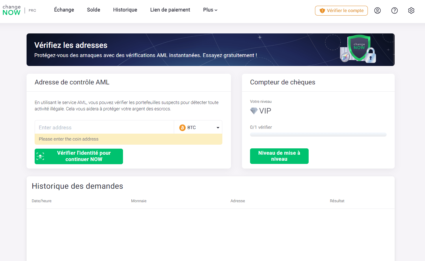 ChangeNOW permet de fire des vérifications AML