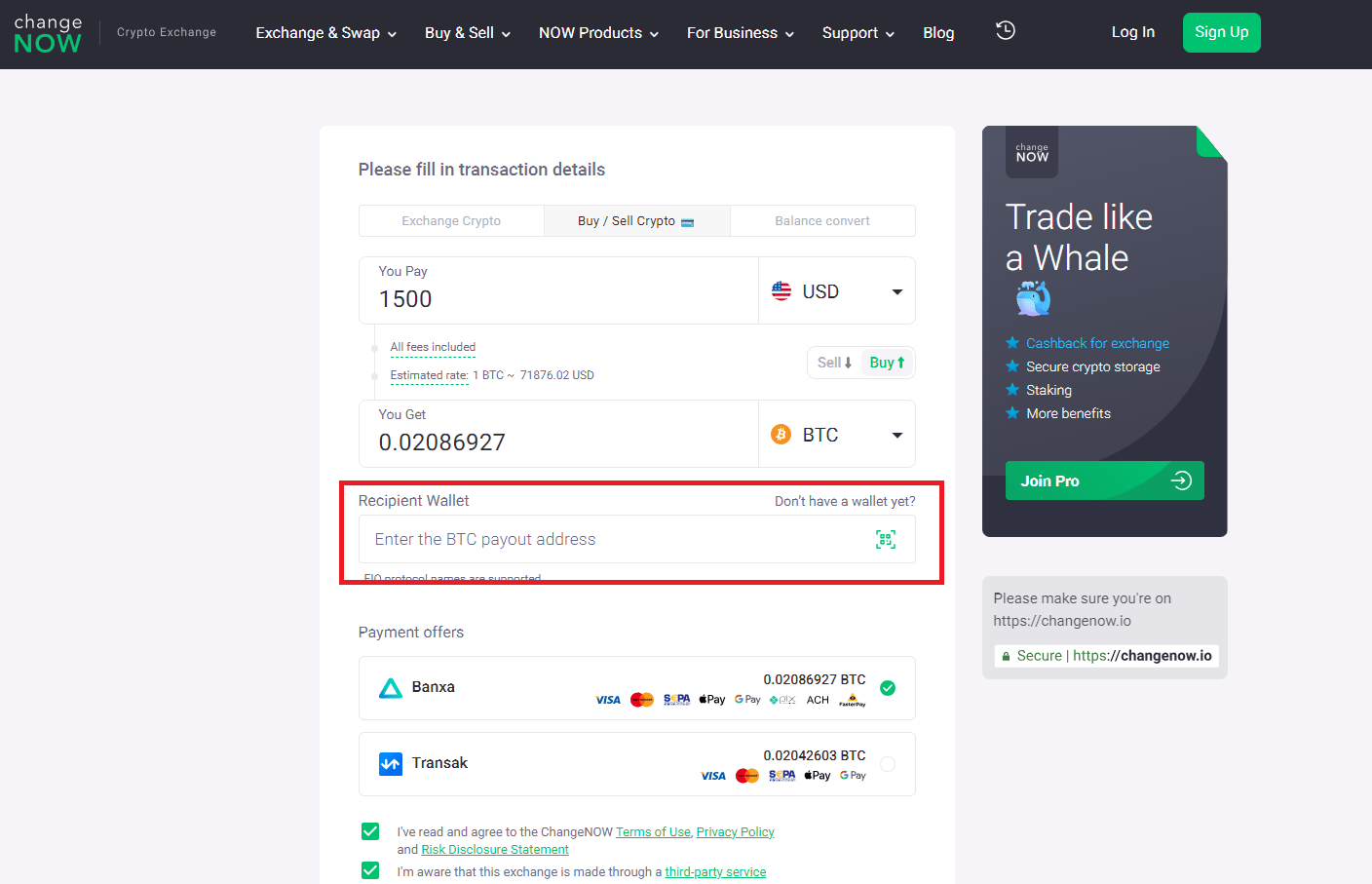 
Attention à l'adresse de reception