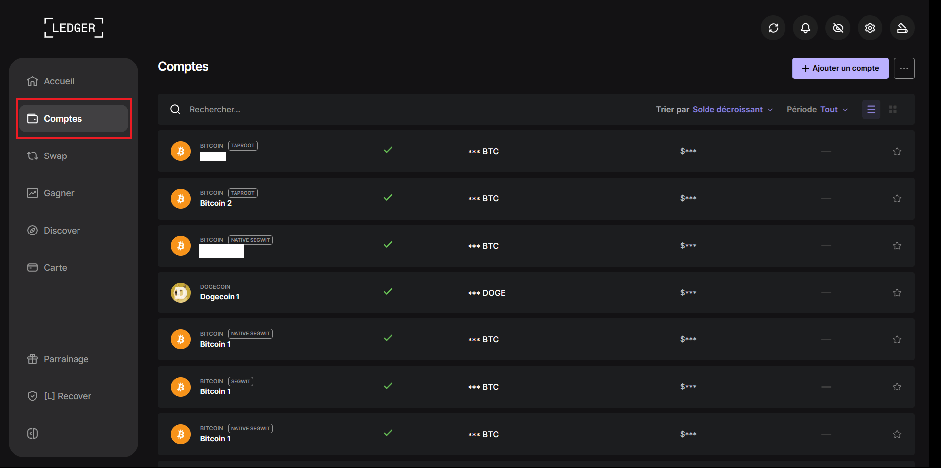 Ledger Wallet permet de gérer tous vos comptes crypto en un clin d'oeil.