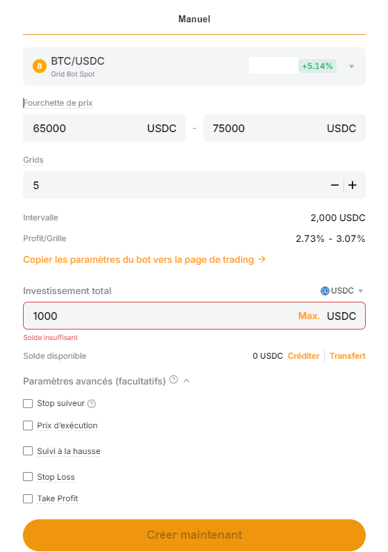 Paramétrage d'un bot sur Bybit EU
