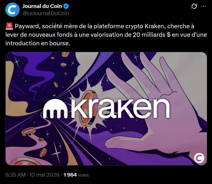 Dans l'optique de son arrivée à Wall Street, la plateforme d'échange de cryptomonnaies Kraken enchaîne les annonces comme les rachats de Bitnomial ou Reap. Après Coinbase ou Circle, un autre géant de la crypto va donc tenter de séduire les investisseurs et selon Bloomberg, cela s'annonce plutôt bien. Petit passage dans les coulisses d'une introduction en bourse très attendue. 