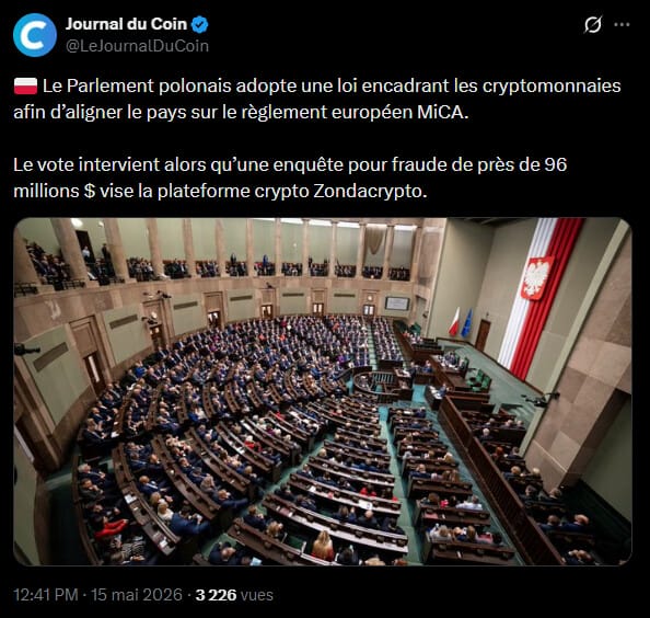Le Premier ministre polonais, Donald Tusk, a récemment mis en cause la société Zondacrypto lors d'un débat parlementaire crucial pour l'avenir de la réglementation européenne MiCA (Markets in Crypto-Assets) dans le pays. Selon des informations rapportées par l'Associated Press, le chef du gouvernement affirme que cette plateforme d'échange entretient des liens économiques étroits avec des structures criminelles et les services secrets russes. Donald Tusk accuse certains opposants politiques d'avoir bloqué l'adoption du cadre législatif MiCA afin de protéger les intérêts de cette entreprise, qui aurait fourni un soutien financier à plusieurs figures locales. Cette déclaration publique s'inscrit dans un effort gouvernemental pressant pour aligner la législation polonaise sur les standards de l'Union européenne, dont l'application nationale fait l'objet d'un blocage institutionnel persistant.