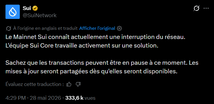 La blockchain réputée pour sa capacité de mise à l'échelle importante (ou scalabilité) vient d'enchaîner deux pannes majeures en moins de 24 heures, paralysant le réseau pendant près de six heures vendredi matin. Un incident qui ravive les doutes sur la fiabilité d'une infrastructure censée rivaliser avec les Layer 1 les plus performants.