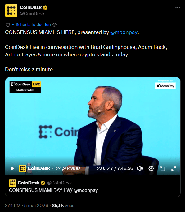 Le paysage législatif américain relatif à la crypto fait face à une période décisive et l'avenir pourrait s'assombrir rapidement. Selon Brad Garlinghouse, dirigeant de Ripple, le calendrier parlementaire actuel conditionne la capacité du Sénat à établir un cadre réglementaire fédéral et l'absence d'une avancée rapide devant le comité bancaire du Sénat pourrait réduire considérablement les perspectives d'adoption de ce texte avant les élections de mi-mandat. Le patron de Ripple est inquiet et il l'a fait savoir. 