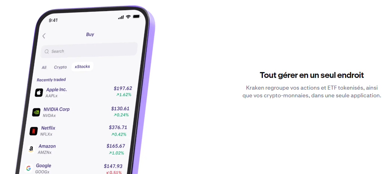 En proposant de nombreux services, dont les actions tokenisées, Kraken devient une plateforme crypto tout en un