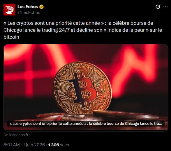 Le Chicago Mercantile Exchange (CME), pionnier des contrats à terme sur Bitcoin dès décembre 2017, annonce deux nouveautés taillées pour les traders institutionnels : un trading 24h/24 et 7j/7 sur ses produits crypto, et un indice de volatilité dédié au bitcoin. Une offensive qui en dit long sur la place prise par le secteur dans les priorités des grandes places financières.